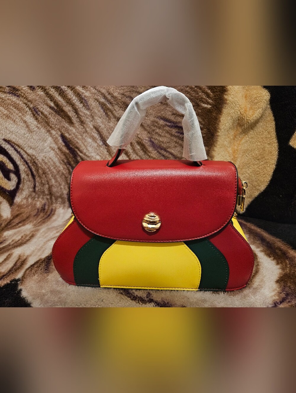 Red, Yellow & Green Women's Top-Handle Bag